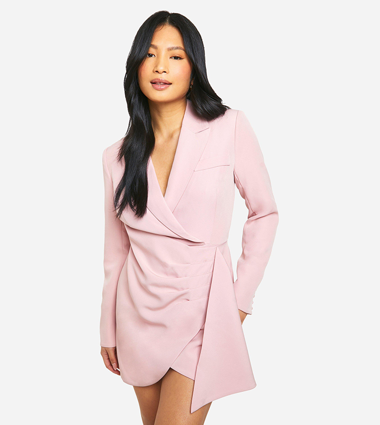 Petite Drape Detail Wrap Blazer Mini Dress