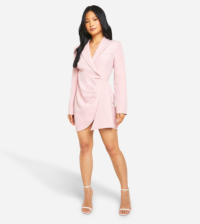 Petite Drape Detail Wrap Blazer Mini Dress