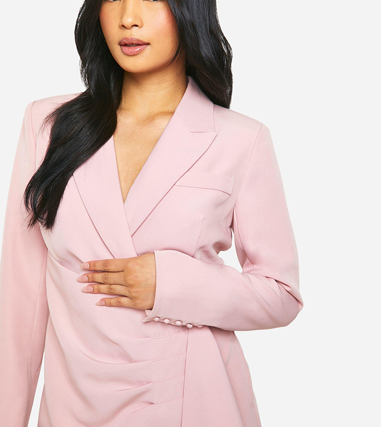 Petite Drape Detail Wrap Blazer Mini Dress