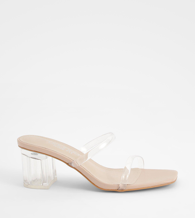 Wide Fit Clear Block Heel Sandals