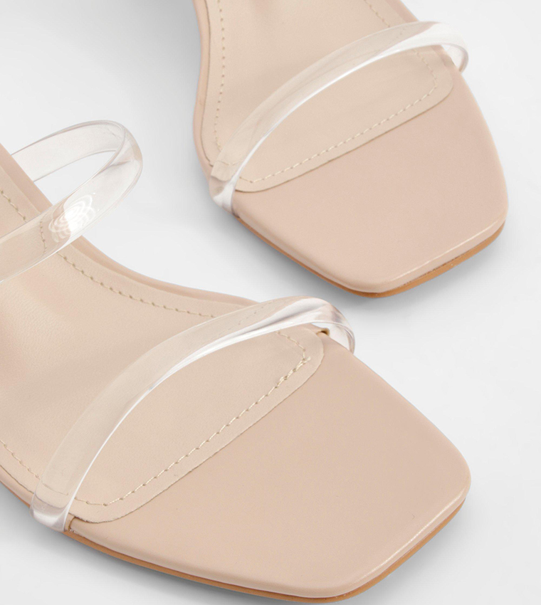 Wide Fit Clear Block Heel Sandals