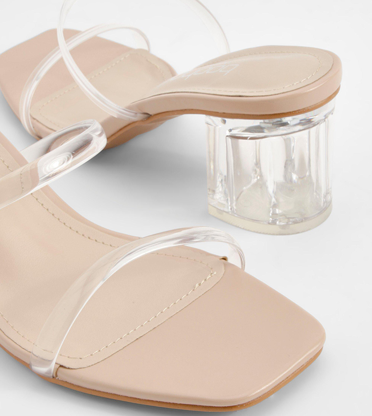 Wide Fit Clear Block Heel Sandals