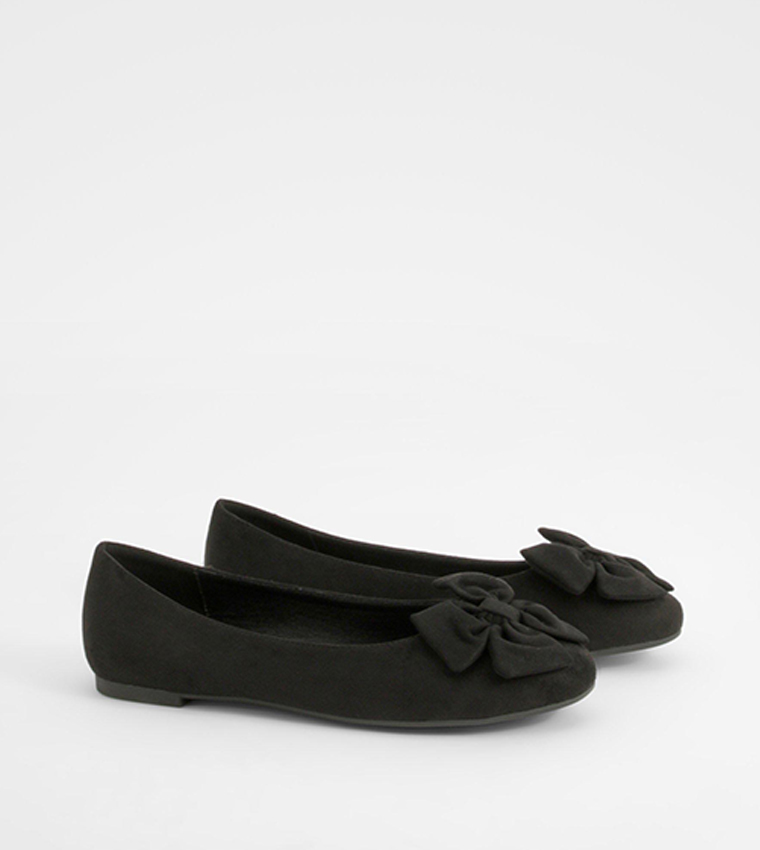 Wide Fit Bow Detail Round Toe Ballerinas