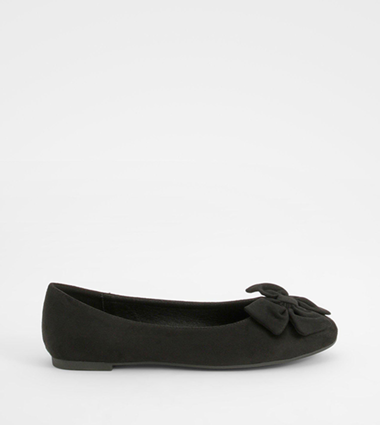 Wide Fit Bow Detail Round Toe Ballerinas