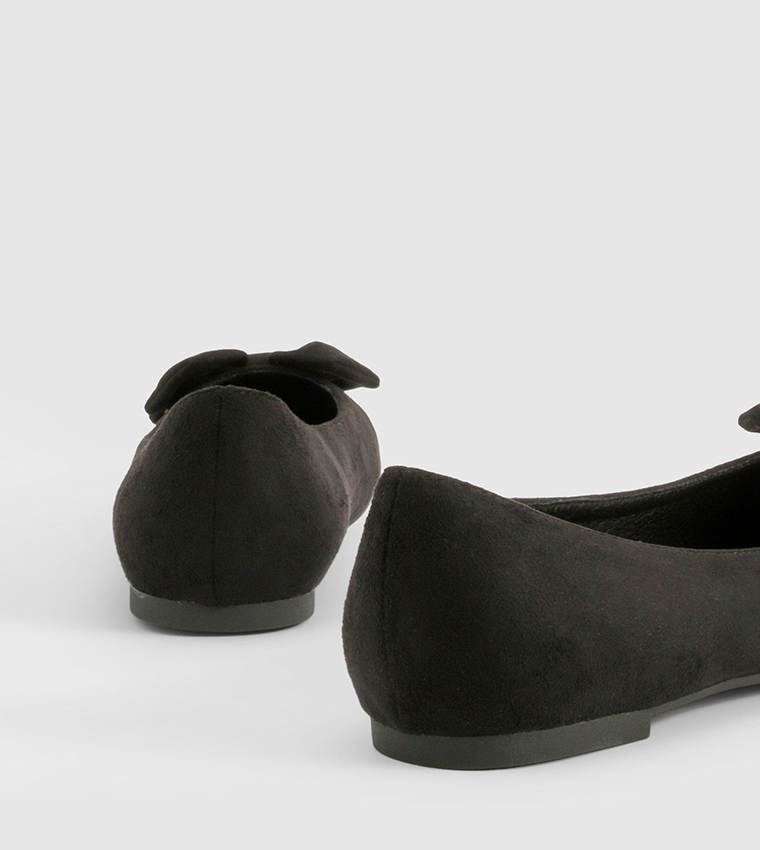Wide Fit Bow Detail Round Toe Ballerinas