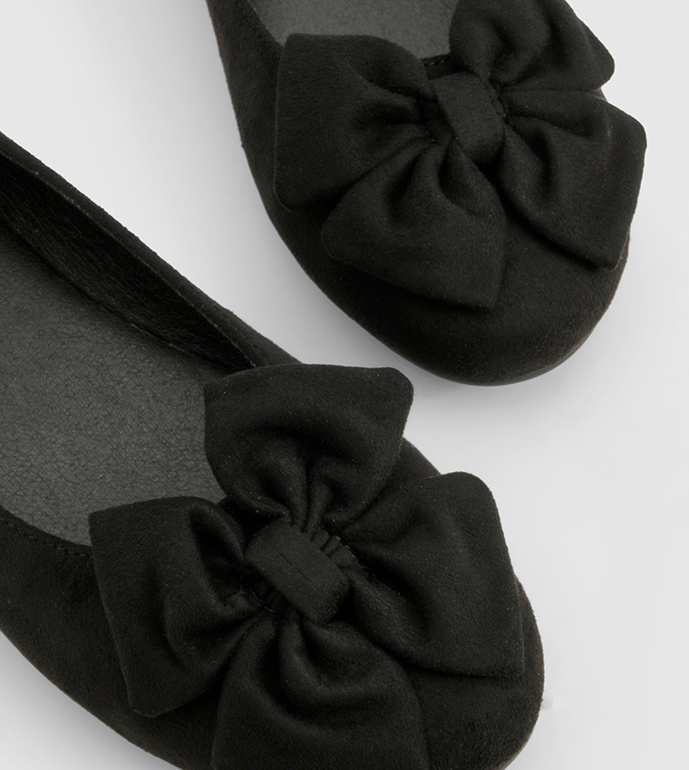 Wide Fit Bow Detail Round Toe Ballerinas