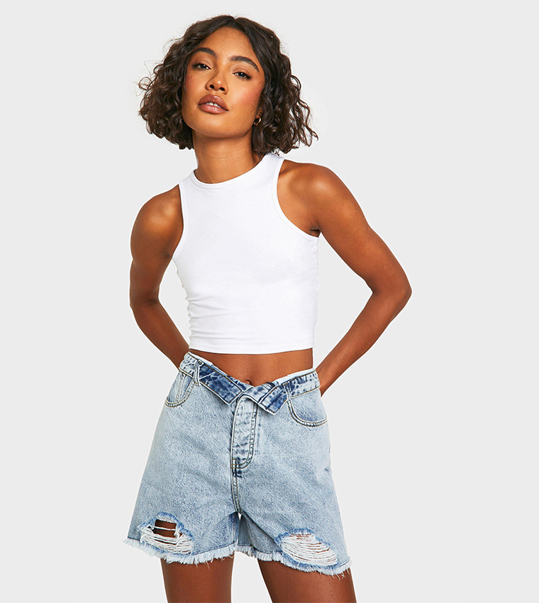 Fold over waist shorts online