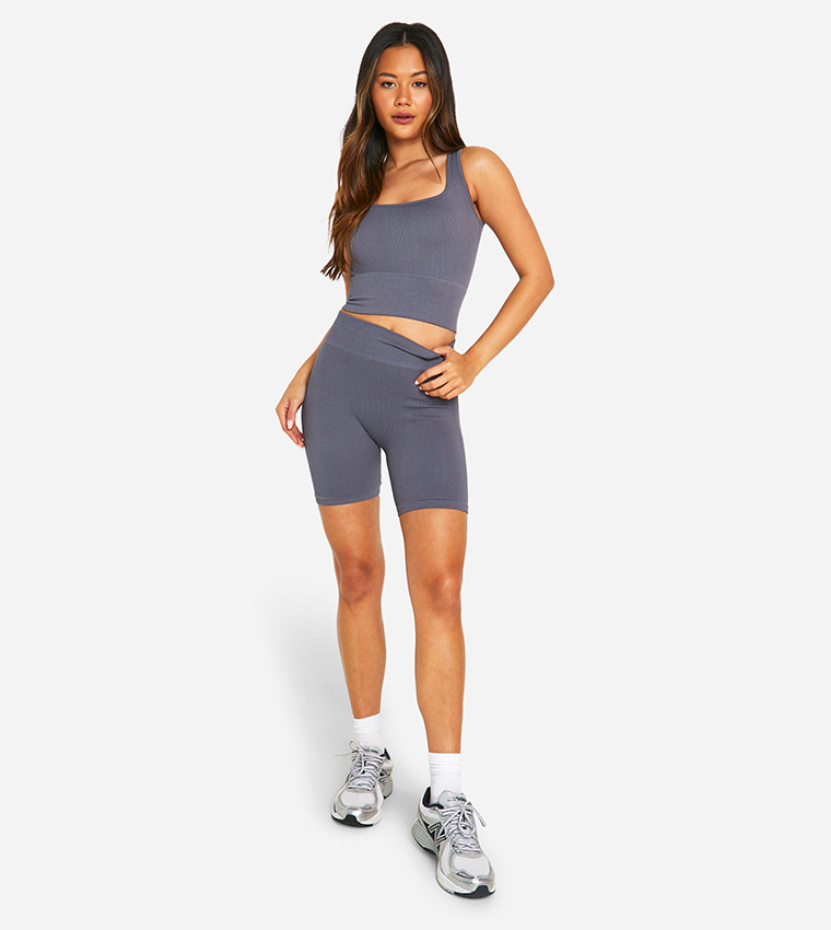 Seamless Contour Ribbed Cycling Shorts