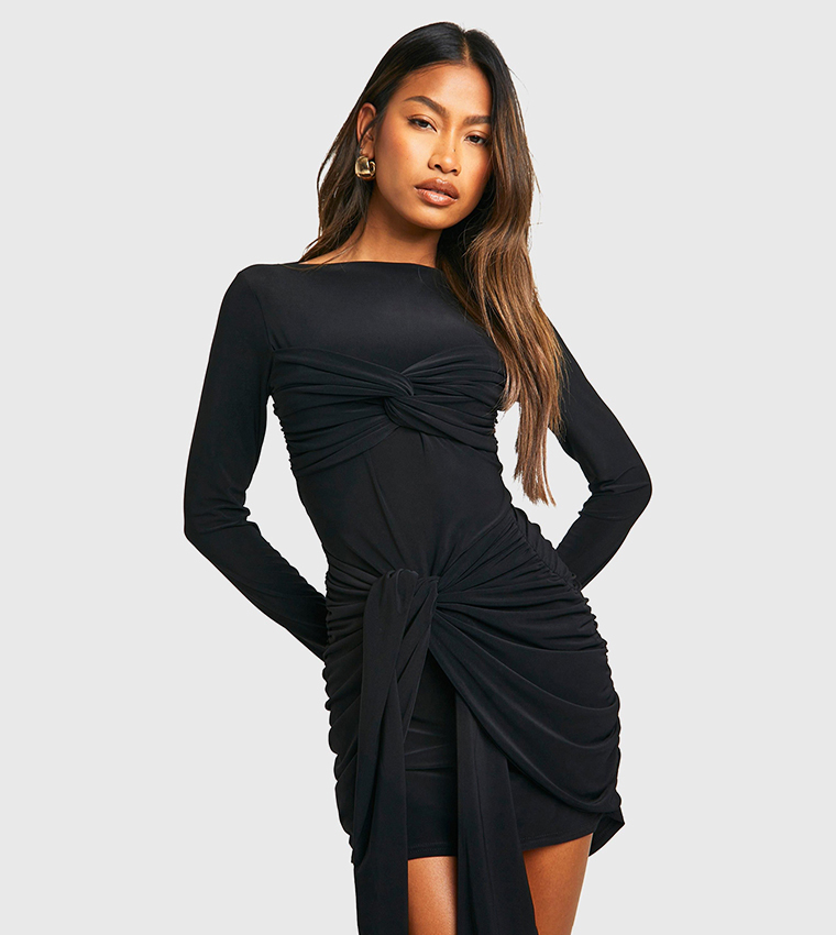Ruched Twist Detail Mini Dress