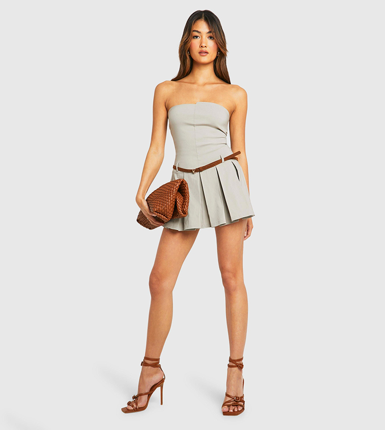 Belt Trim Bandeau Skort Playsuit