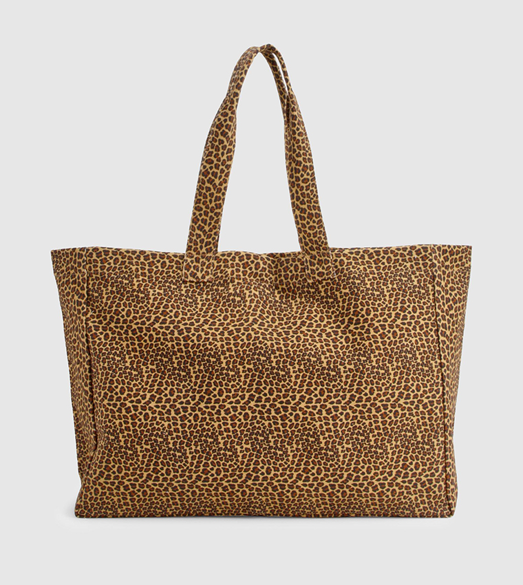 Leopard Print Oversized Canvas Tote Bag