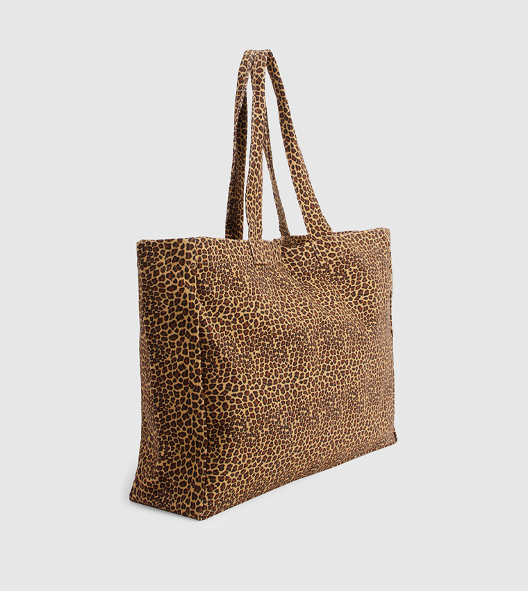 Leopard Print Oversized Canvas Tote Bag