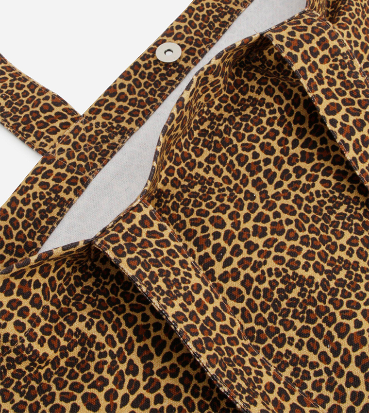 Leopard Print Oversized Canvas Tote Bag