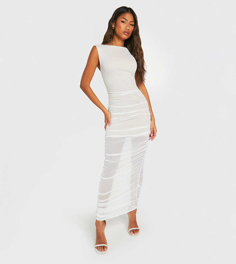boohoo white midi dress White Midi Dresses