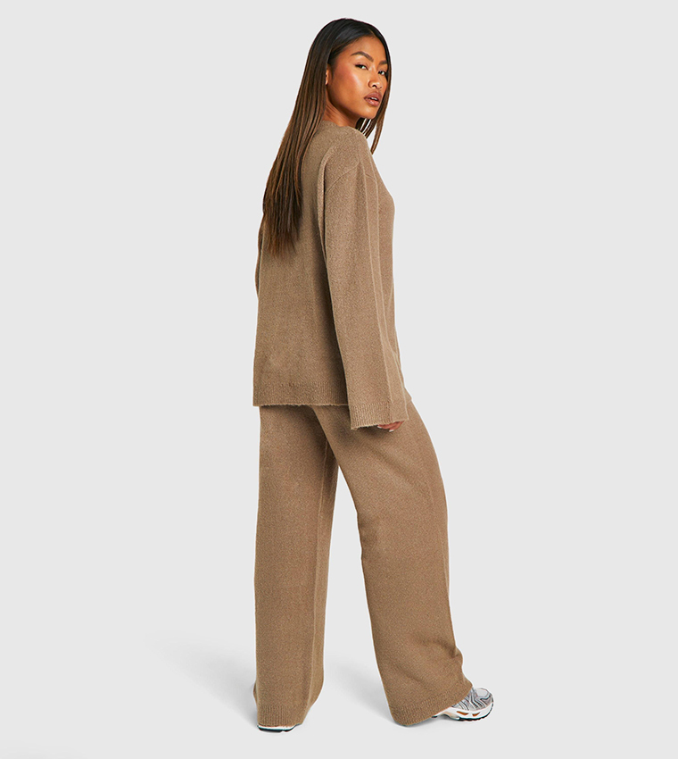 Soft Knit Jumper and Flared Trouser Knitted Co-Ord Set