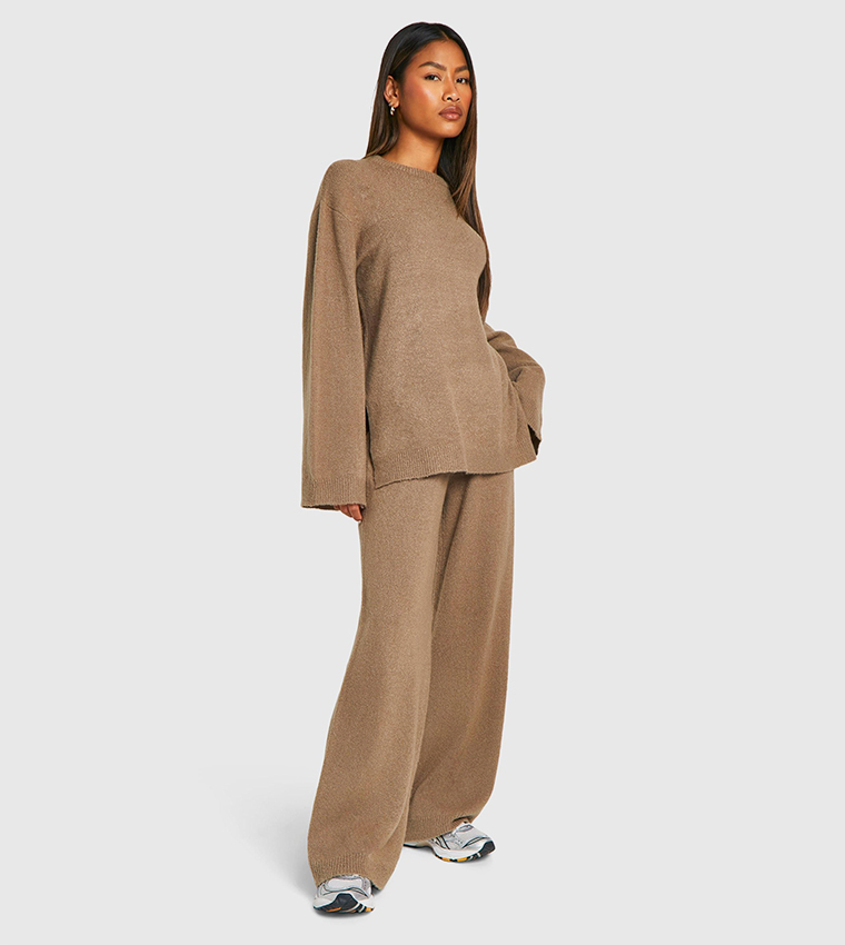 Soft Knit Jumper and Flared Trouser Knitted Co-Ord Set