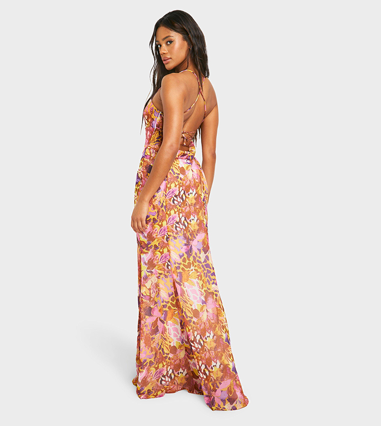 Buy Boohoo Printed Strappy Maxi Dress In Multiple Colors 6thStreet Bahrain