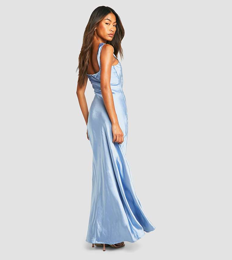 Bridesmaid Satin Square Neck Maxi Dress