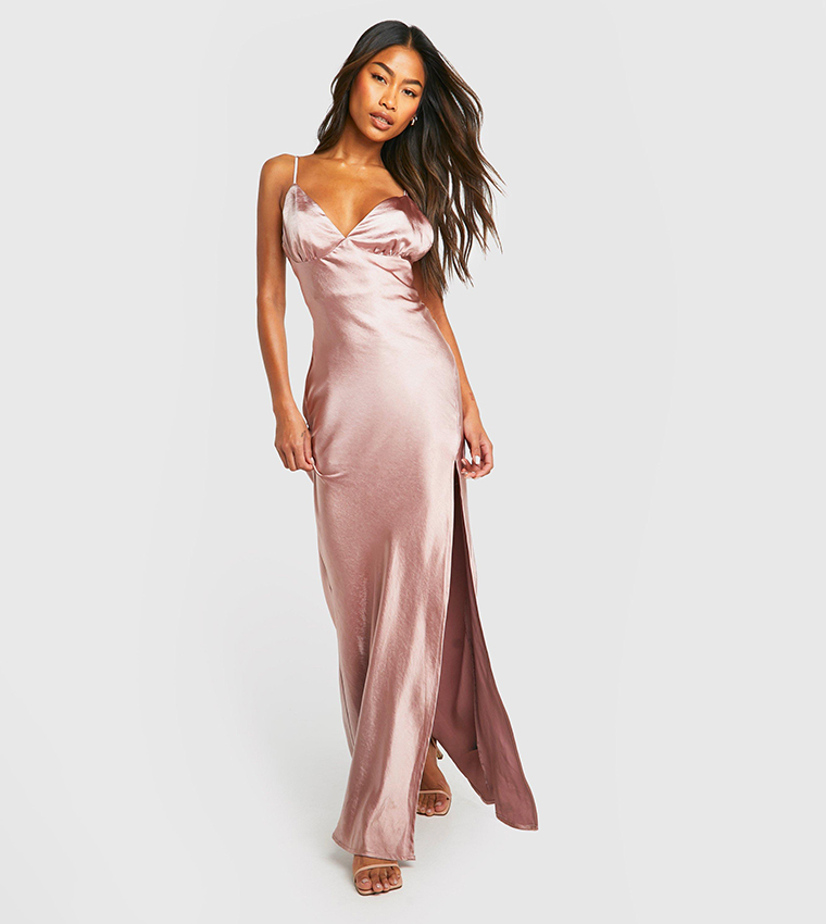 Bridesmaid Satin Strappy Maxi Dress