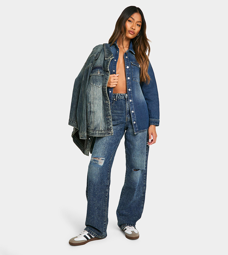 Basics Ripped Boyfriend Fit Jeans