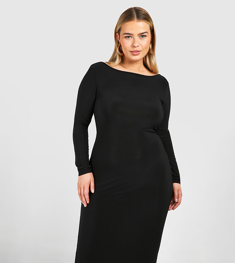 Buy Boohoo Plus Low Back Maxi Dress In Black 6thStreet Bahrain