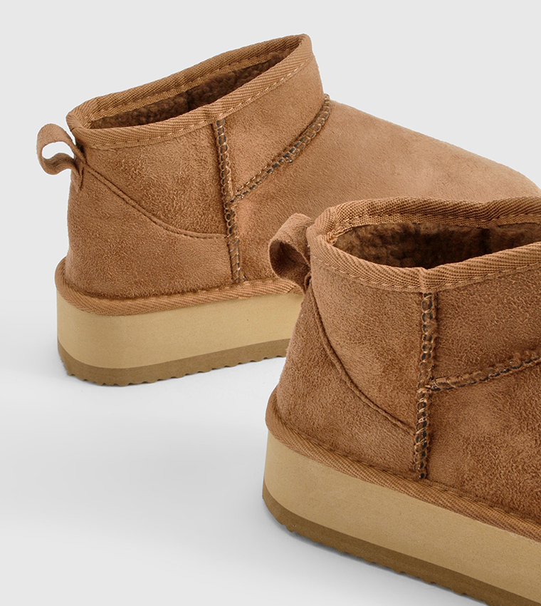 Ultra Faux Fur Lined Platform Ankle Boots