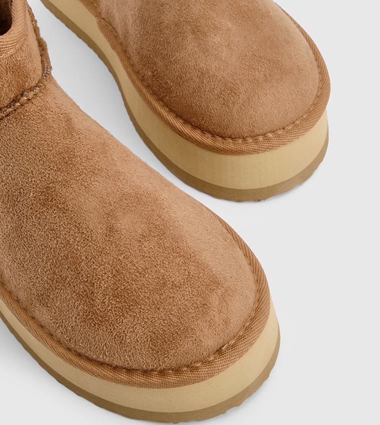 Ultra Faux Fur Lined Platform Ankle Boots