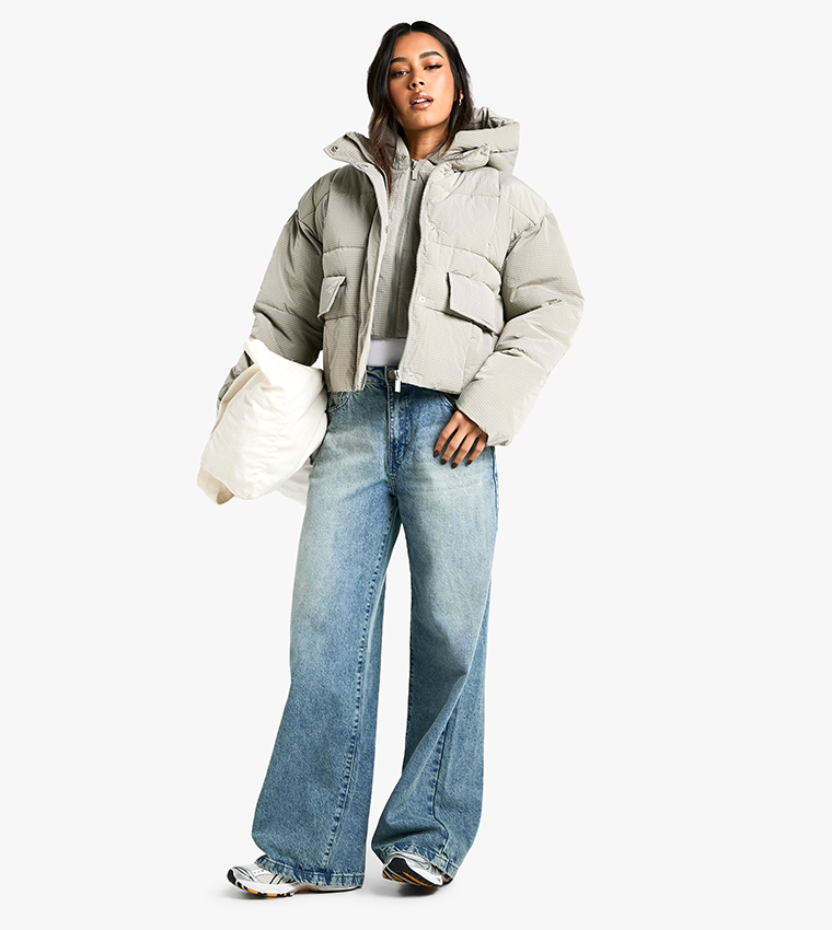 Hooded Textured Puffer Jacket