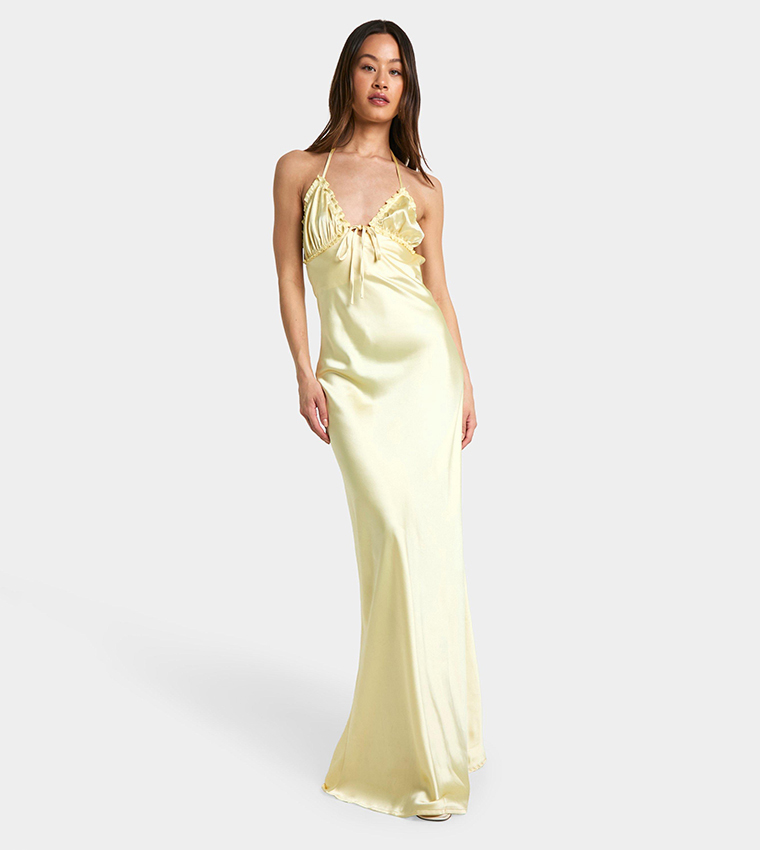 Gold slip maxi dress hotsell