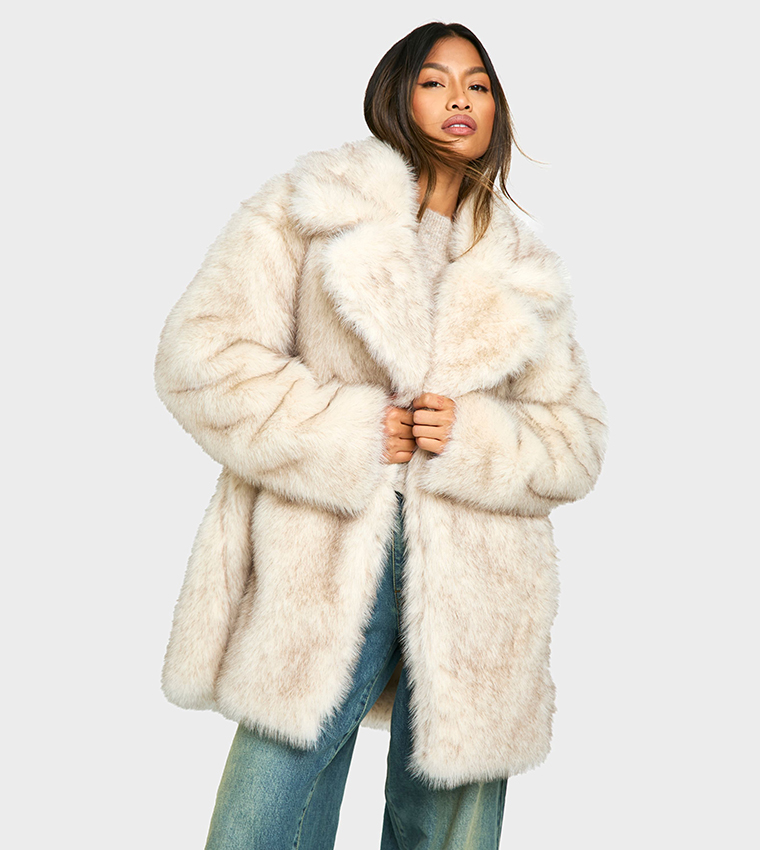 Vintage Look Faux Fur Coat