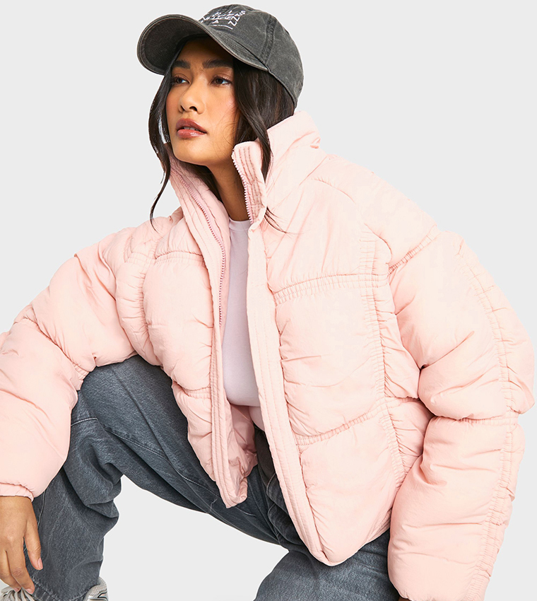 Buy Boohoo Zip Through Puffer Jacket In Pink | 6thStreet Oman