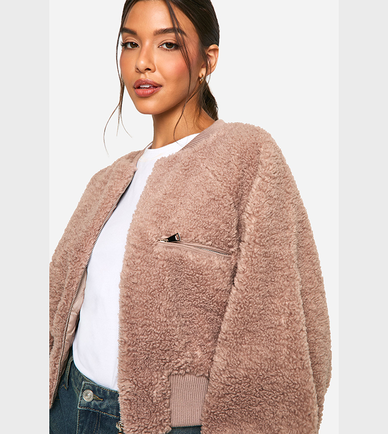 Rib Teddy Bomber Jacket