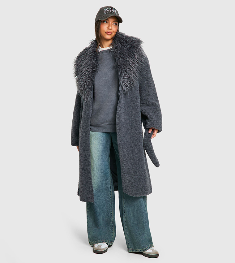 Faux Fur Long Sleeves Maxi Coat