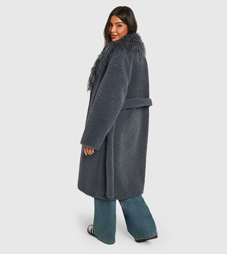 Faux Fur Long Sleeves Maxi Coat
