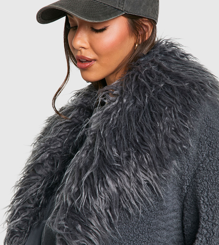 Faux Fur Long Sleeves Maxi Coat