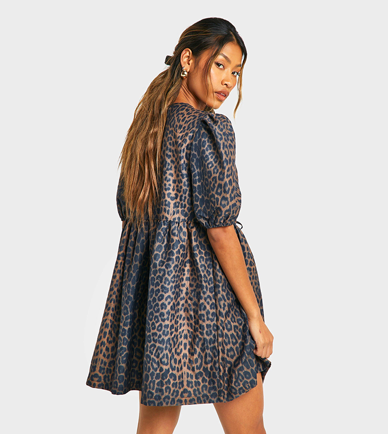 Leopard Print Tie Front Mini Dress