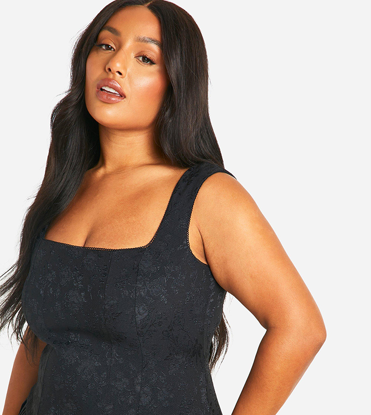 Curve Satin Ruched Ruffle Hem Dress