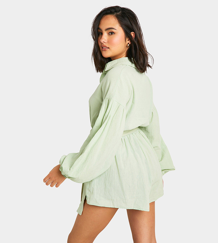Cotton Crepe Button Up Playsuit