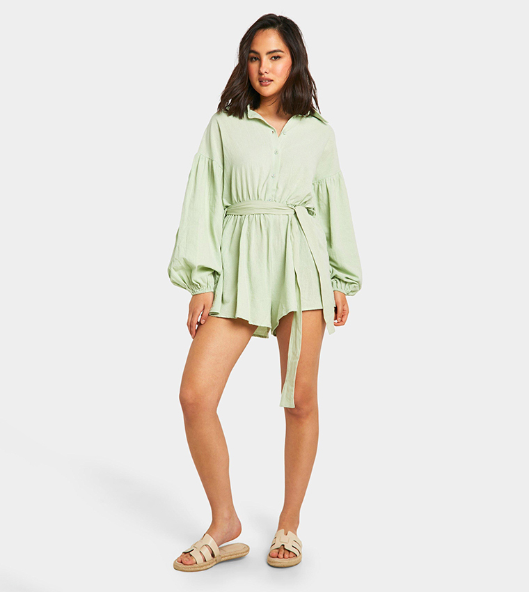 Cotton Crepe Button Up Playsuit