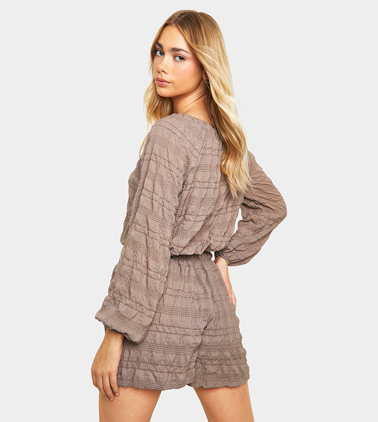 Textured Tie Front Top & Flippy Shorts Set