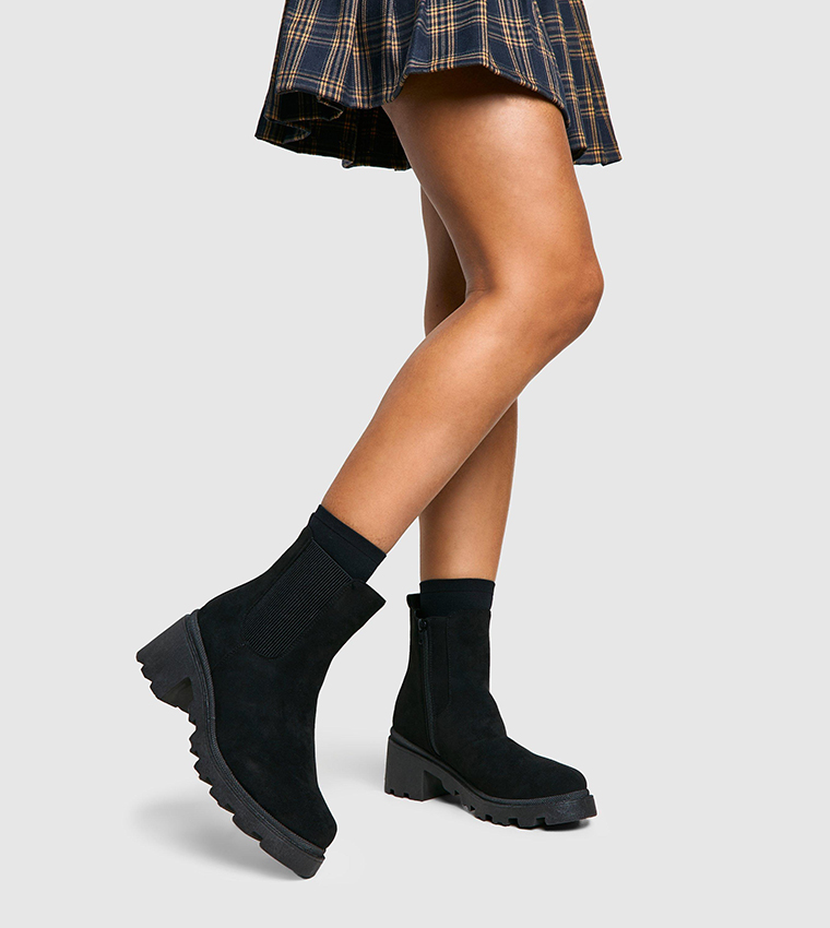 Wide Fit Faux Suede Chelsea Boots