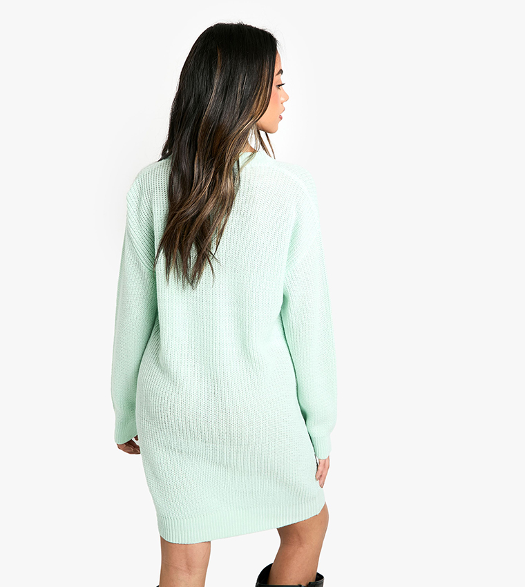Crew Neck Mint Green Jumper Dress Buy Boohoo Knitted Crew Neck