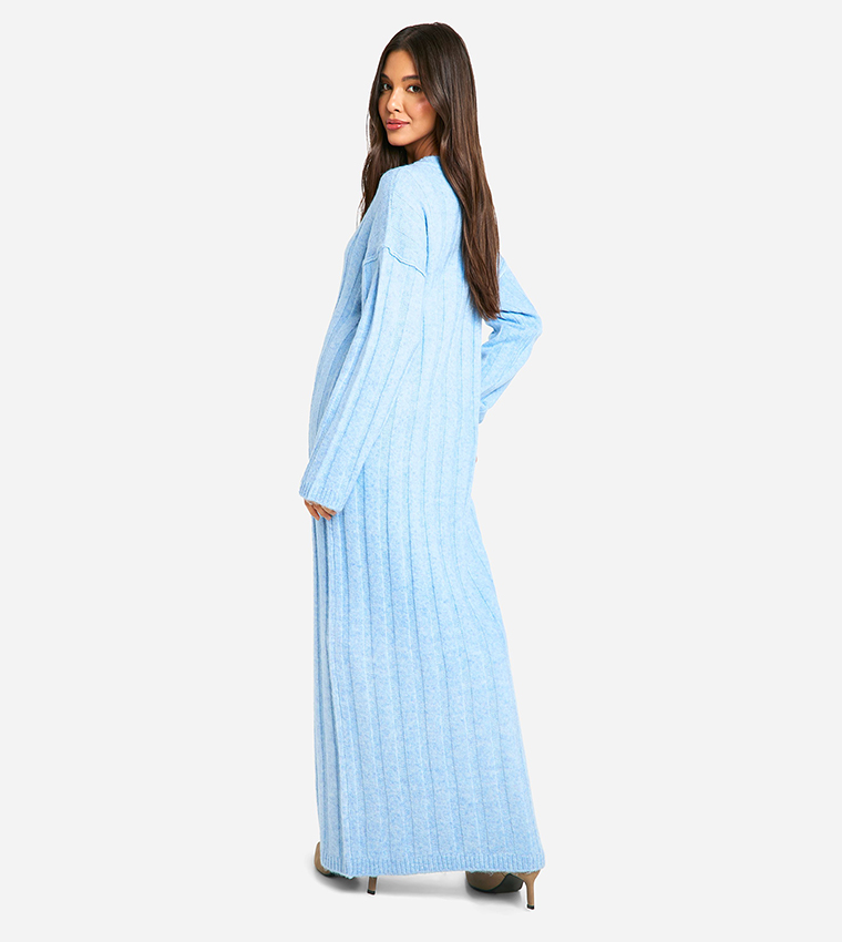 Wide Soft Ribbed Knitted Maxi Dress