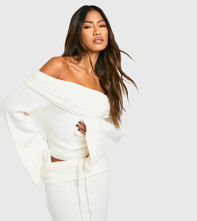 Womens Sweaters Bardot Sweater Pull&Bear Zip Up Bardot Knit