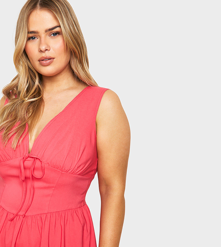Tulle Pink Midi Skater Dress Buy Boohoo Curve Bengaline Plunge Corset Midi  Skater Dress In Pink 6thStreet UAE
