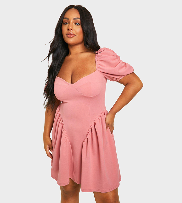 pink corset skater dress Athena Glitter Corset Lace-Up Skater Dress