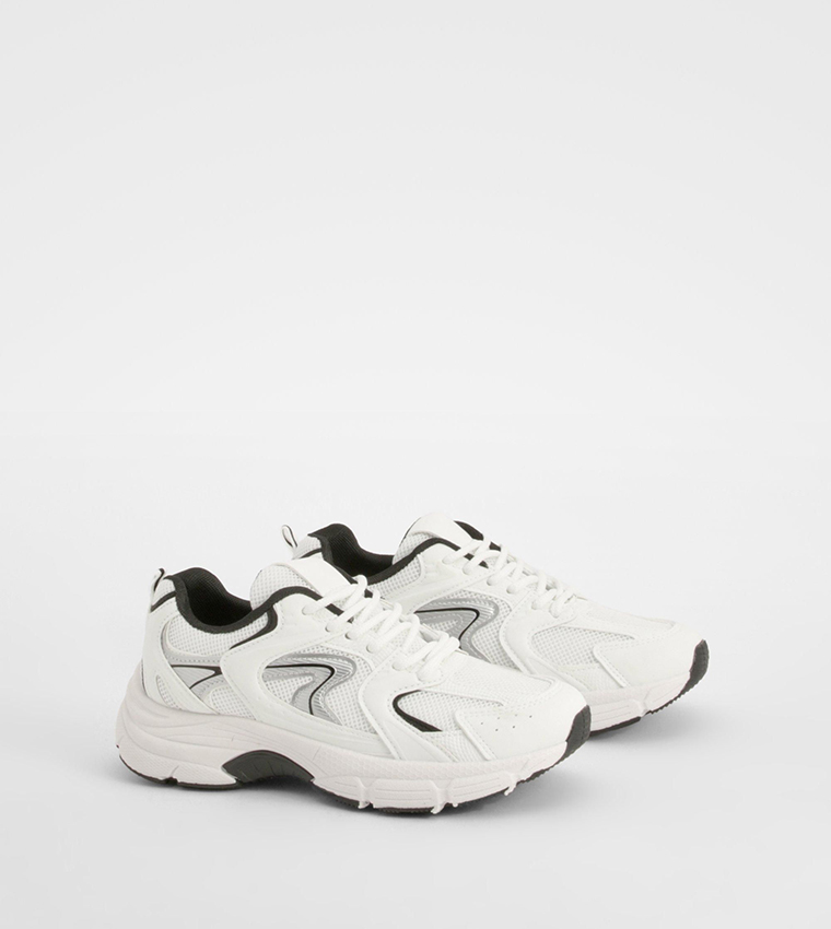 Contrast Detail Paneled Sneakers