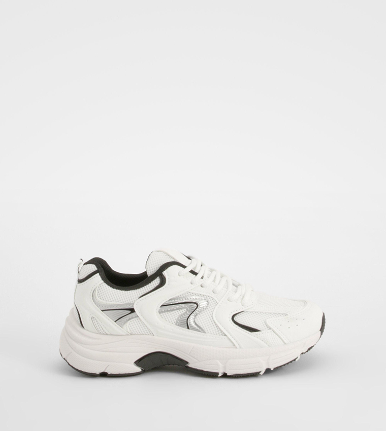 Contrast Detail Paneled Sneakers