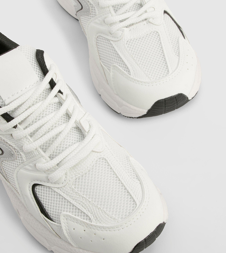 Contrast Detail Paneled Sneakers