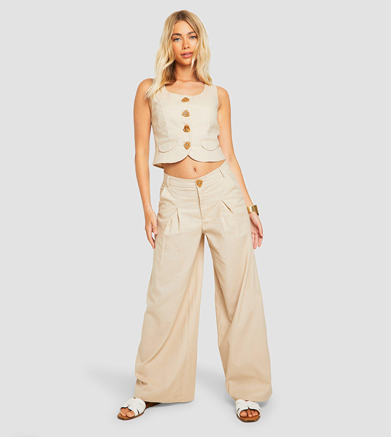 Pleated Wide Leg Trousers